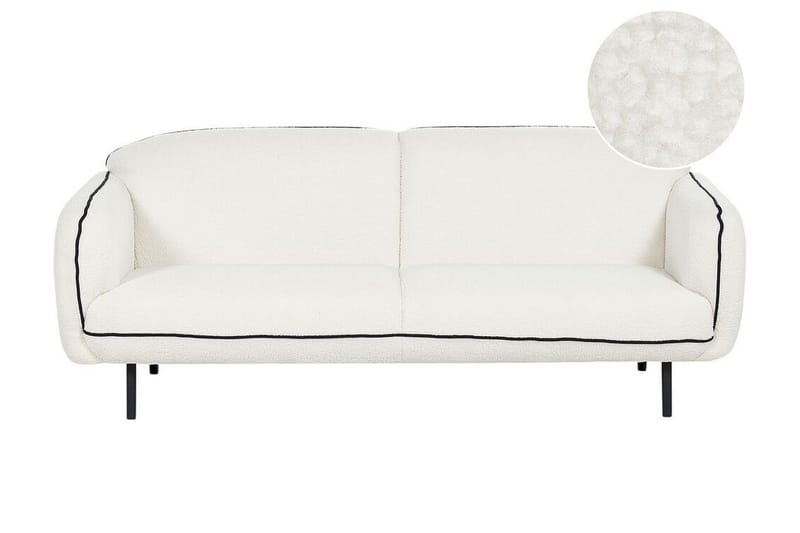 Balint 3-sits Djup Svängd Soffa i Bouclé med Kantpipning - Vit|Svart - Möbler - Soffa - 3 sits soffa