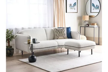 Balint 3-sits Djup Svängd Soffa i Bouclé med Kantpipning - Vit|Svart - Möbler - Soffa - 3 sits soffa