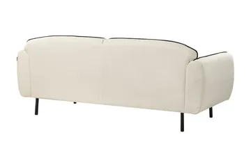 Balint 3-sits Djup Svängd Soffa i Tyg med Kantpipning - Gräddvit - Möbler - Soffa - 3 sits soffa