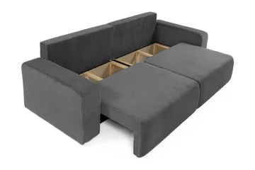 Barile Bäddsoffa 3-sits i Plysch - Grå - Möbler - Soffa - Bäddsoffa