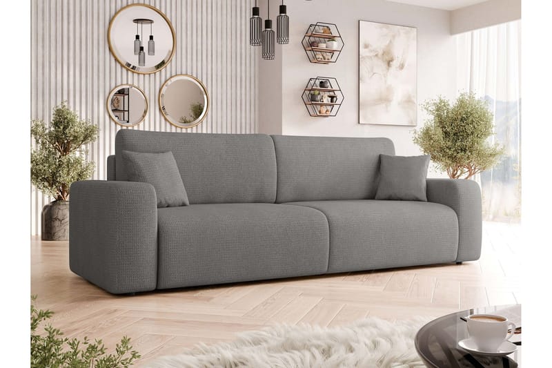 Barile Bäddsoffa 3-sits i Plysch - Grå - Möbler - Soffa - Bäddsoffa