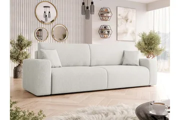 Barile Bäddsoffa 3-sits i Plysch - Vit - Möbler - Soffa - Bäddsoffa