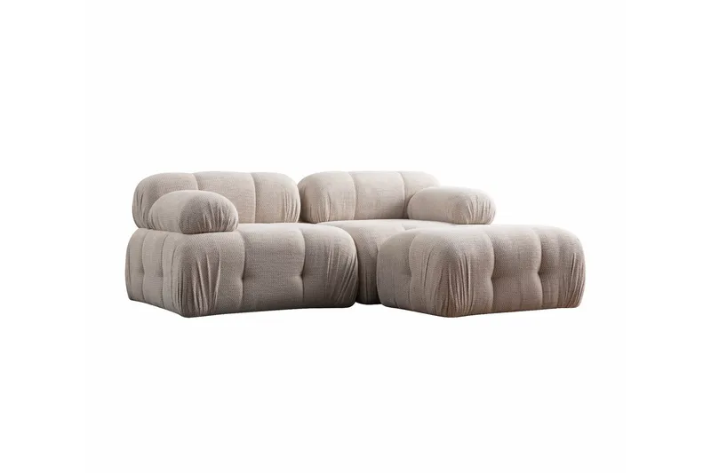 Belgin Bubblig Divansoffa 2-sits med fasta armstöd - Cream - Möbler - Soffa - Modulsoffor - Komplett modulsoffa