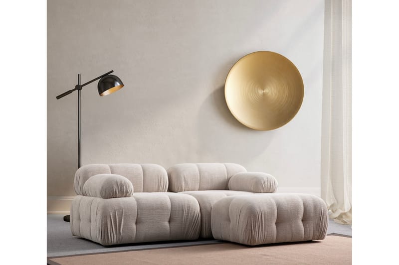 Belgin Bubblig Divansoffa 2-sits med fasta armstöd - Cream - Möbler - Soffa - Divansoffor & schäslongsoffa