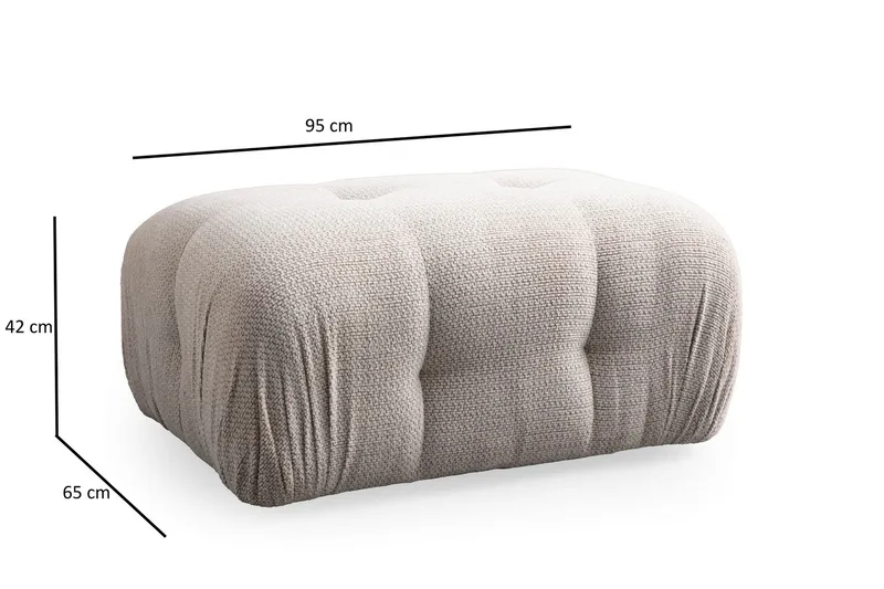 Belgin Bubblig Divansoffa 2-sits med fasta armstöd - Cream - Möbler - Soffa - Modulsoffor - Komplett modulsoffa