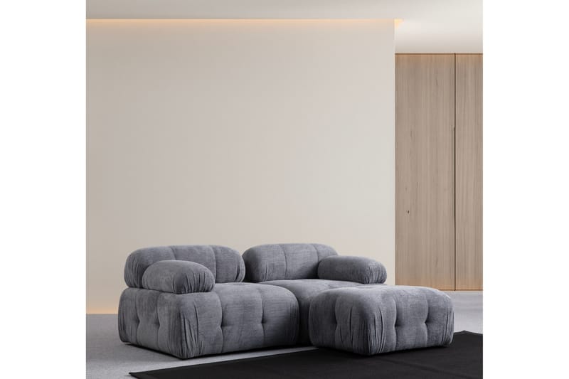Belgin Bubblig Divansoffa 2-sits med fasta armstöd - Grå - Möbler - Soffa - Divansoffor & schäslongsoffa