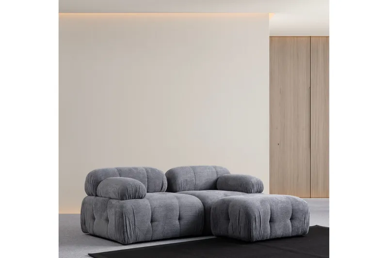 Belgin Bubblig Divansoffa 2-sits med fasta armstöd - Grå - Möbler - Soffa - Modulsoffor - Komplett modulsoffa