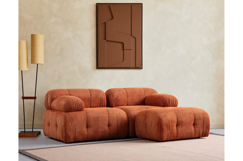 Belgin Bubblig Divansoffa 2-sits med fasta armstöd - Orange - Möbler - Soffa - Divansoffor & schäslongsoffa