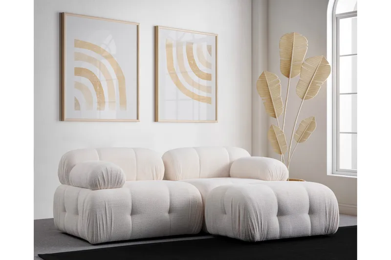 Belgin Bubblig Divansoffa 2-sits med fasta armstöd - Vit - Möbler - Soffa - Modulsoffor - Komplett modulsoffa