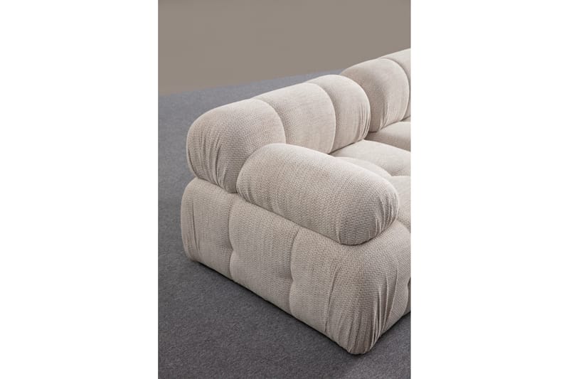 Belgin Bubblig Divansoffa 3-sits med fasta armstöd - Cream - Möbler - Soffa - Divansoffor & schäslongsoffa