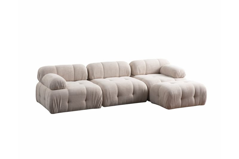 Belgin Bubblig Divansoffa 3-sits med fasta armstöd - Cream - Möbler - Soffa - Divansoffor & schäslongsoffa