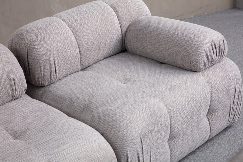 Belgin Bubblig Divansoffa 3-sits med fasta armstöd - Ljusgrå - Möbler - Soffa - Divansoffor & schäslongsoffa