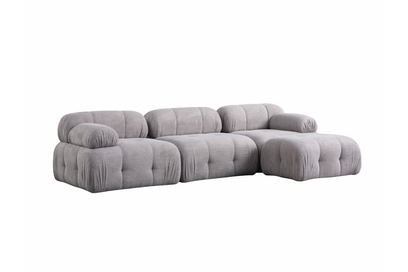 Belgin Bubblig Divansoffa 3-sits med fasta armstöd - Ljusgrå - Möbler - Soffa - Divansoffor & schäslongsoffa
