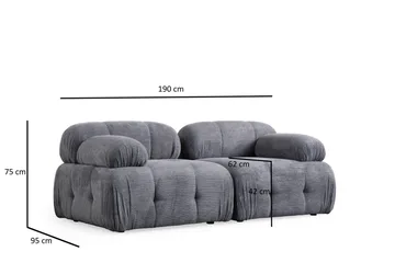 Belgin Bubblig Soffa 2-sits med fasta armstöd - Grå - Möbler - Soffa - Modulsoffor - Komplett modulsoffa