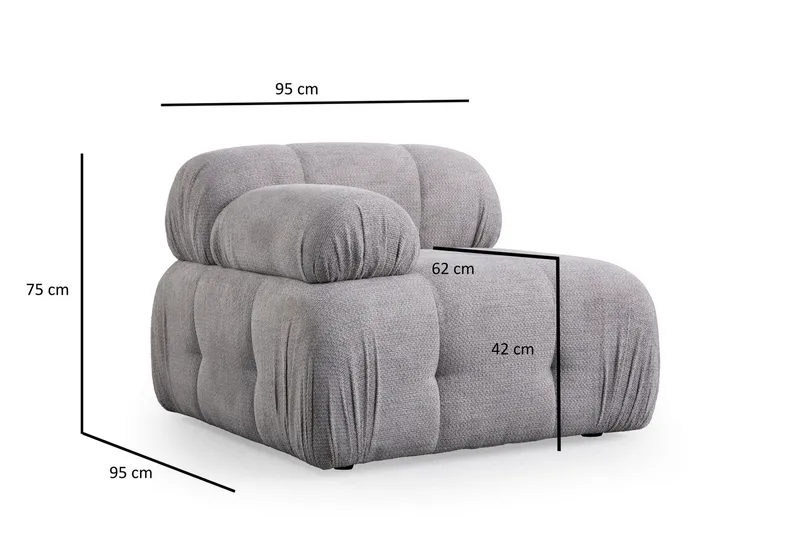 Belgin Bubblig Soffa 2-sits med fasta armstöd - Ljusgrå - Möbler - Soffa - Modulsoffor - Komplett modulsoffa