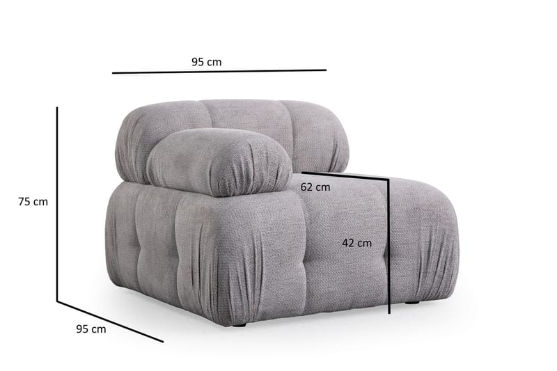 Belgin Bubblig Soffa 2-sits med fasta armstöd - Ljusgrå - Möbler - Soffa - 2 sits soffa