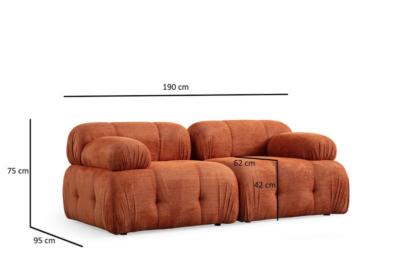 Belgin Bubblig Soffa 2-sits med fasta armstöd - Orange - Möbler - Soffa - Modulsoffor - Komplett modulsoffa