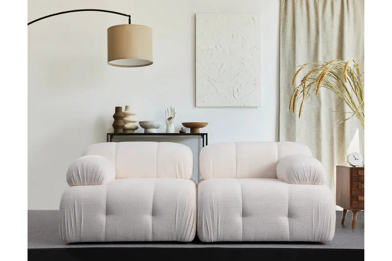 Belgin Bubblig Soffa 2-sits med fasta armstöd - Vit - Möbler - Soffa - Modulsoffor - Komplett modulsoffa