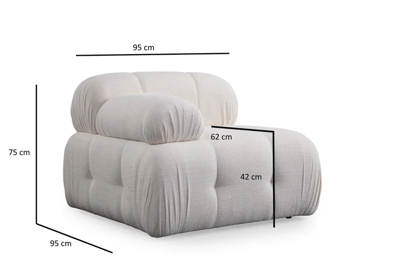 Belgin Bubblig Soffa 2-sits med fasta armstöd - Vit - Möbler - Soffa - Modulsoffor - Komplett modulsoffa