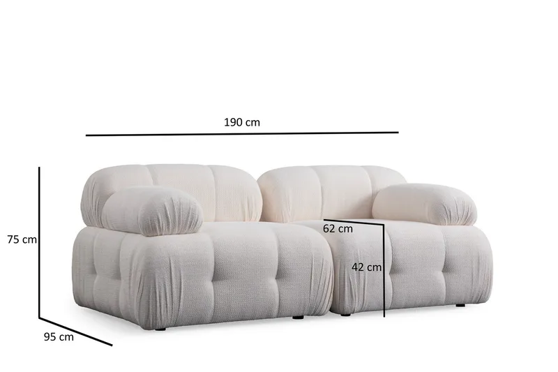 Belgin Bubblig Soffa 2-sits med fasta armstöd - Vit - Möbler - Soffa - Modulsoffor - Komplett modulsoffa