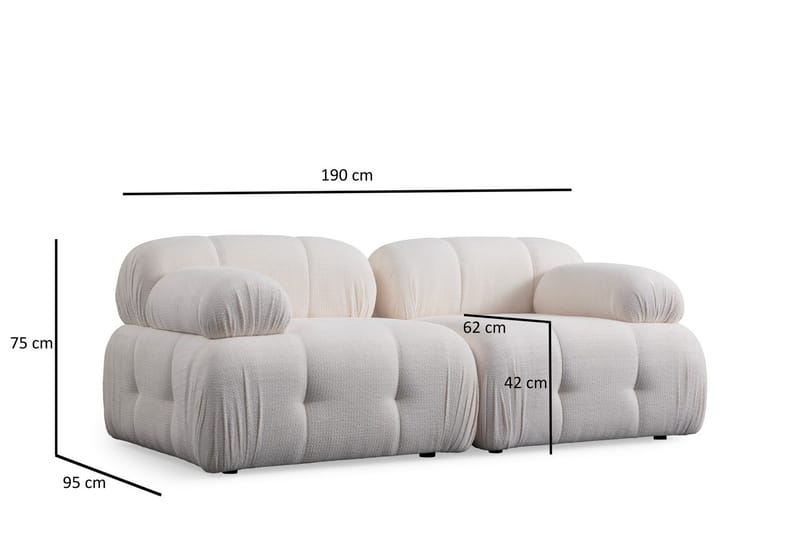 Belgin Bubblig Soffa 2-sits med fasta armstöd - Vit - Möbler - Soffa - Modulsoffor - Komplett modulsoffa
