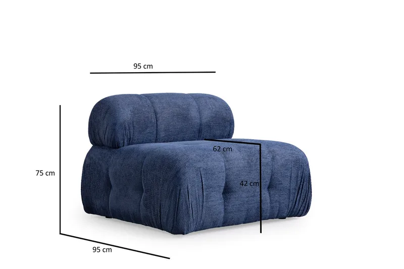 Belgin Bubblig Soffa 3-sits med fasta armstöd - Blå - Möbler - Soffa - Modulsoffor - Komplett modulsoffa