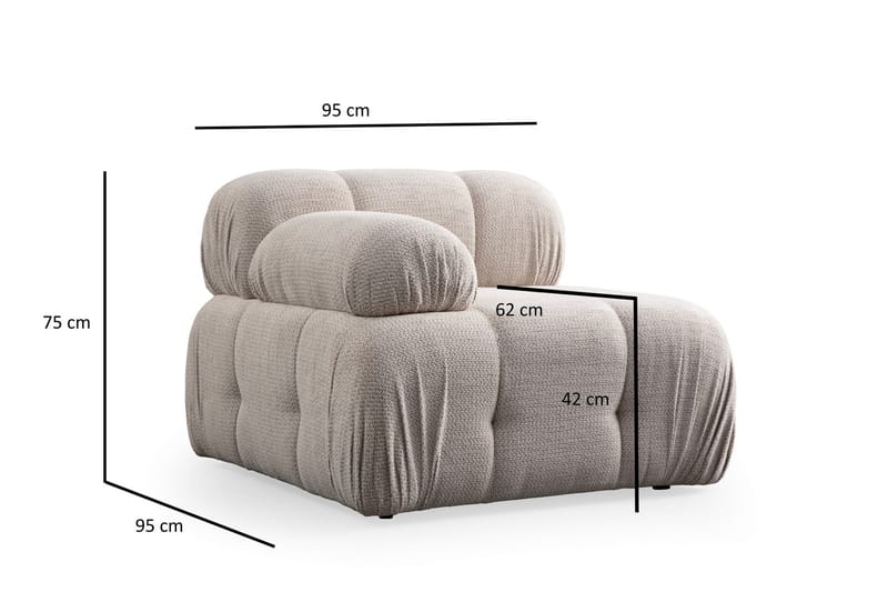 Belgin Bubblig Soffa 3-sits med fasta armstöd - Cream - Möbler - Soffa - 3 sits soffa