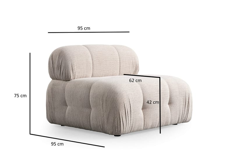 Belgin Bubblig Soffa 3-sits med fasta armstöd - Cream - Möbler - Soffa - 3 sits soffa