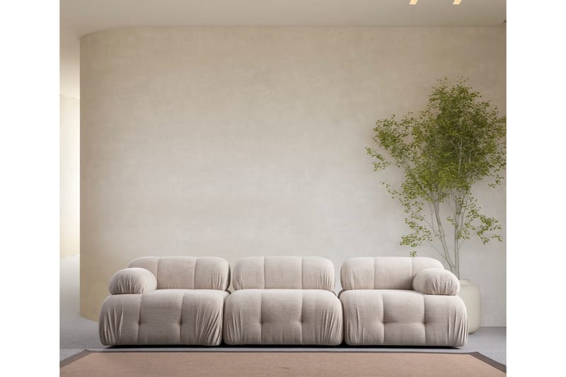 Belgin Bubblig Soffa 3-sits med fasta armstöd - Cream - Möbler - Soffa - 3 sits soffa