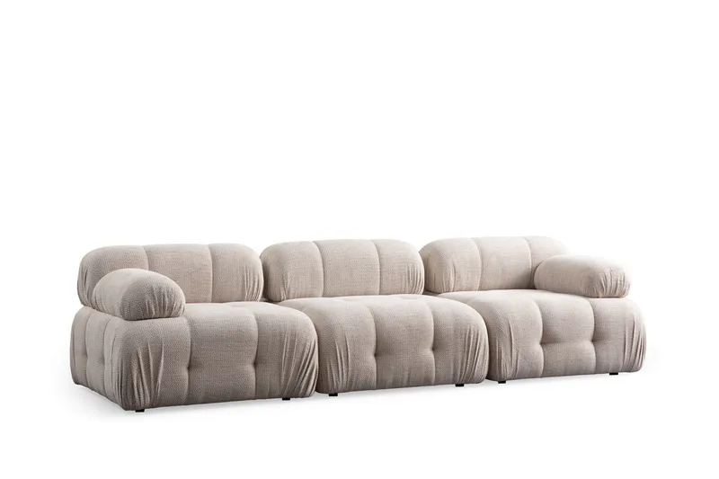 Belgin Bubblig Soffa 3-sits med fasta armstöd - Cream - Möbler - Soffa - Modulsoffor - Komplett modulsoffa