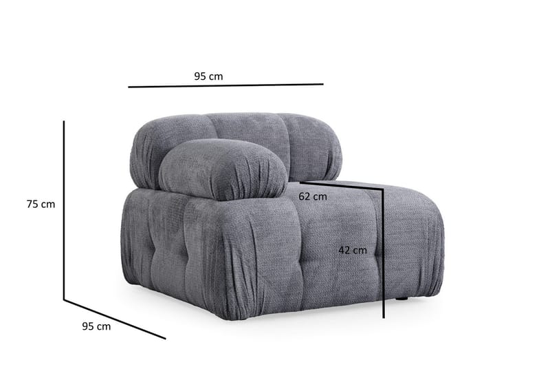 Belgin Bubblig Soffa 3-sits med fasta armstöd - Grå - Möbler - Soffa - Modulsoffor - Komplett modulsoffa