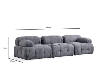 Belgin Bubblig Soffa 3-sits med fasta armstöd - Grå - Möbler - Soffa - Modulsoffor - Komplett modulsoffa