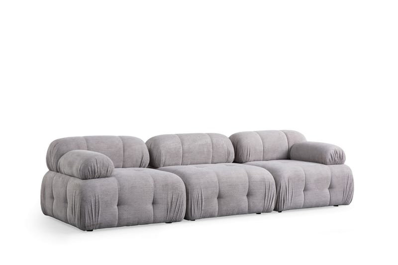 Belgin Bubblig Soffa 3-sits med fasta armstöd - Ljusgrå - Möbler - Soffa - 3 sits soffa