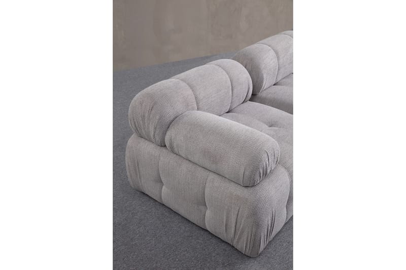 Belgin Bubblig Soffa 3-sits med fasta armstöd - Ljusgrå - Möbler - Soffa - 3 sits soffa