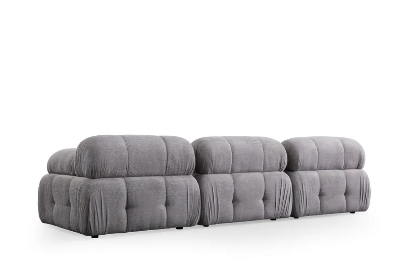 Belgin Bubblig Soffa 3-sits med fasta armstöd - Ljusgrå - Möbler - Soffa - Modulsoffor - Komplett modulsoffa