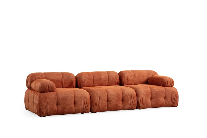 Belgin Bubblig Soffa 3-sits med fasta armstöd - Orange - Möbler - Soffa - Modulsoffor - Komplett modulsoffa