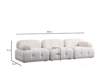 Belgin Bubblig Soffa 3-sits med fasta armstöd - Vit - Möbler - Soffa - Modulsoffor - Komplett modulsoffa