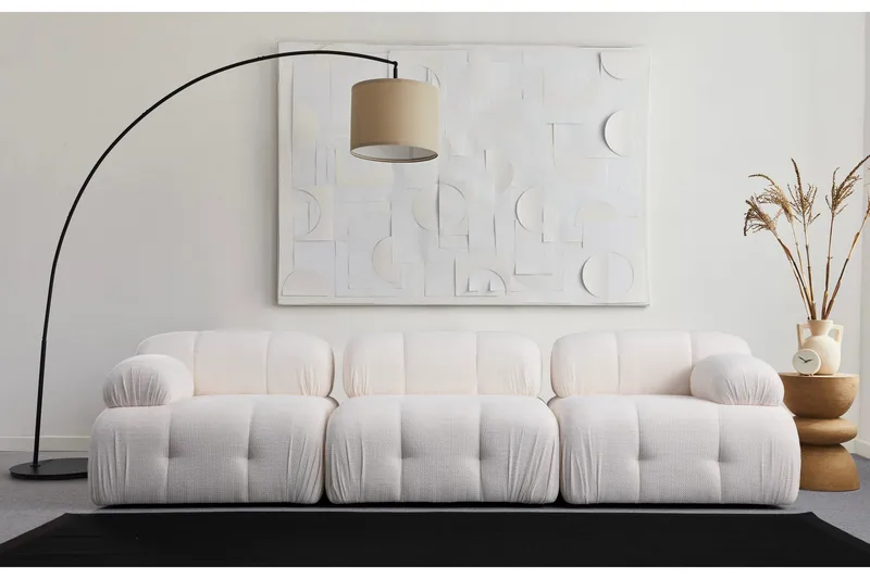 Belgin Bubblig Soffa 3-sits med fasta armstöd - Vit - Möbler - Soffa - Modulsoffor - Komplett modulsoffa