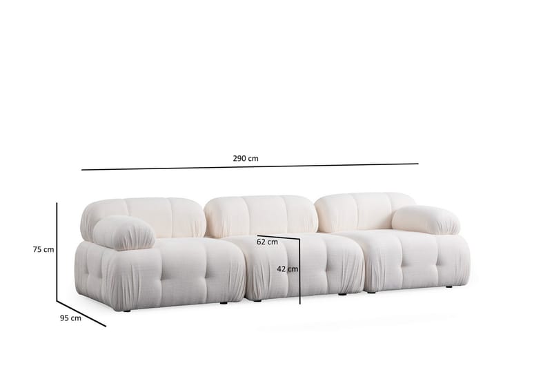 Belgin Bubblig Soffa 3-sits med fasta armstöd - Vit - Möbler - Soffa - 3 sits soffa
