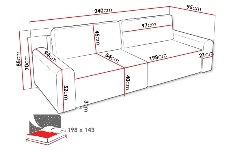 Bella Bäddsoffa 3-sits i Plysch - Beige - Möbler - Soffa - Bäddsoffa