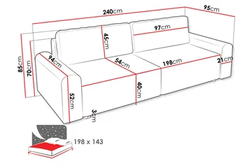 Bella Bäddsoffa 3-sits i Plysch - Beige - Möbler - Soffa - Bäddsoffa