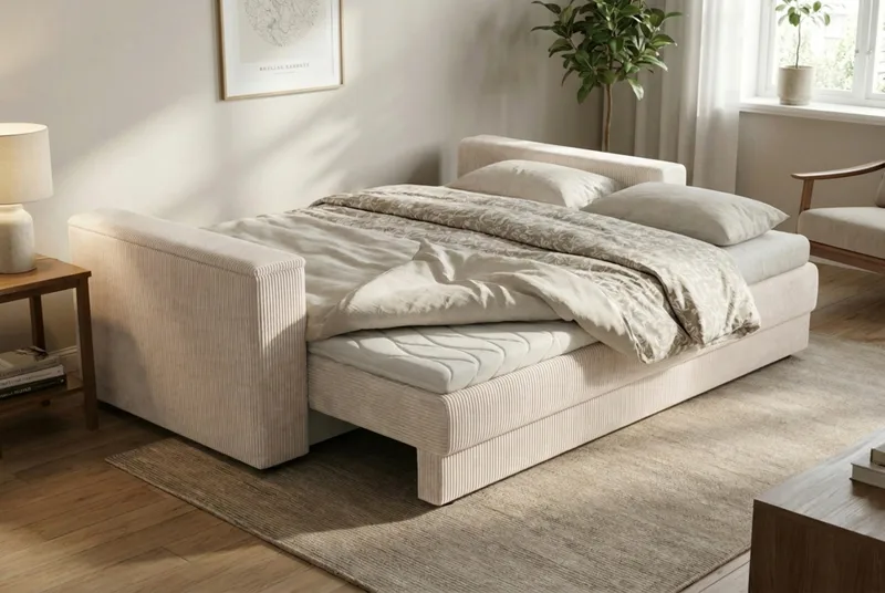 Bergen Extra djup 3-sits Bäddsoffa med Bäddmadrass i Latex och Tvättbar klädsel - Beige - Möbler - Soffa - Bäddsoffa - Bäddsoffa 3 sits