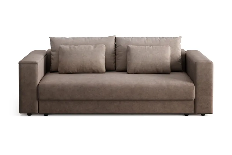 Bergen Extra djup 3-sits Bäddsoffa med Bäddmadrass i Latex och Tvättbar klädsel, Brun