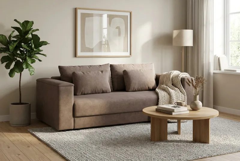 Bergen Extra djup 3-sits Bäddsoffa med Bäddmadrass i Memoryskum och Tvättbar klädsel - Brun Tyg - Möbler - Soffa - Bäddsoffa - Bäddsoffa 3 sits