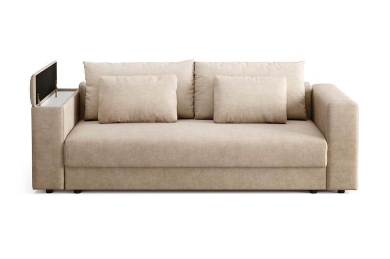 Bergen Extra djup 3-sits Bäddsoffa med Bäddmadrass i Polyesterskum Vändbar Sommar- & Vintersida och Tvättbar klädsel - Brun Tyg - Möbler - Soffa - Bäddsoffa - Bäddsoffa 3 sits