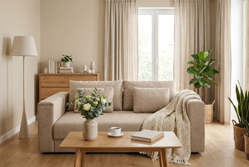 Bergen Extra djup 3-sits Bäddsoffa med Bäddmadrass i Polyesterskum Vändbar Sommar- & Vintersida och Tvättbar klädsel - Brun Tyg - Möbler - Soffa - Bäddsoffa - Bäddsoffa 3 sits