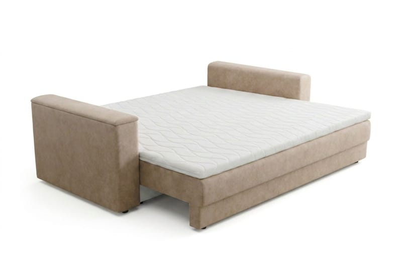 Bergen Extra djup 3-sits Bäddsoffa med Bäddmadrass i Polyesterskum Vändbar Sommar- & Vintersida och Tvättbar klädsel - Brun Tyg - Möbler - Soffa - Bäddsoffa - Bäddsoffa 3 sits