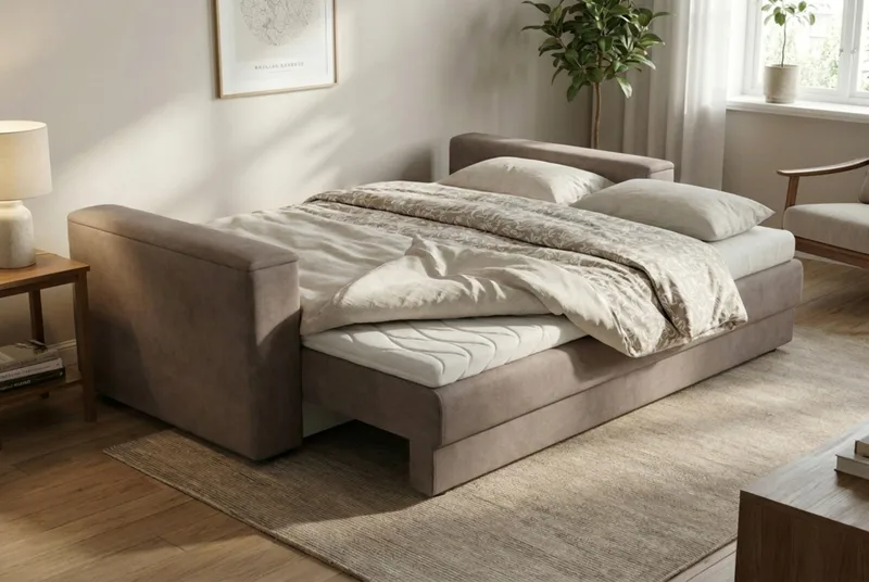 Bergen Extra djup Framåtbäddad 3-sits Bäddsoffa med Bäddmadrass i Memoryskum och Tvättbar klädsel - Brun Tyg - Möbler - Soffa - Bäddsoffa - Bäddsoffa 3 sits