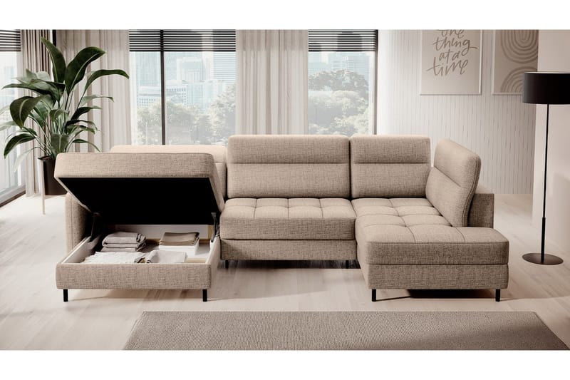 Berrto Soffa med Divan och Schäslong 5-sits - Beige - Möbler - Soffa - U-soffa