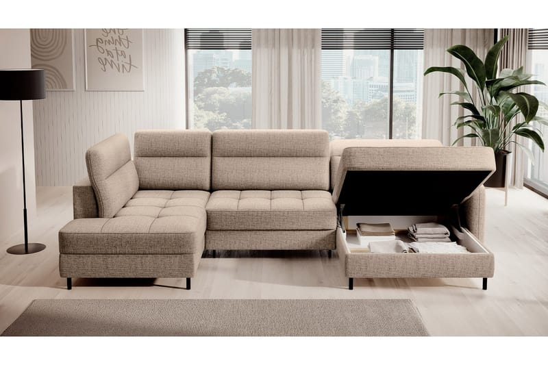 Berrto Soffa med Divan och Schäslong 5-sits - Beige - Möbler - Soffa - U-soffa